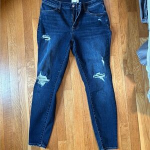 Maurices Dark Blue Distressed Skinny Jeans